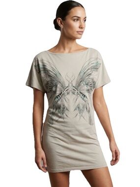 Key Closet Butterfly Studded Women’s Grey Short Sleeve Size Small